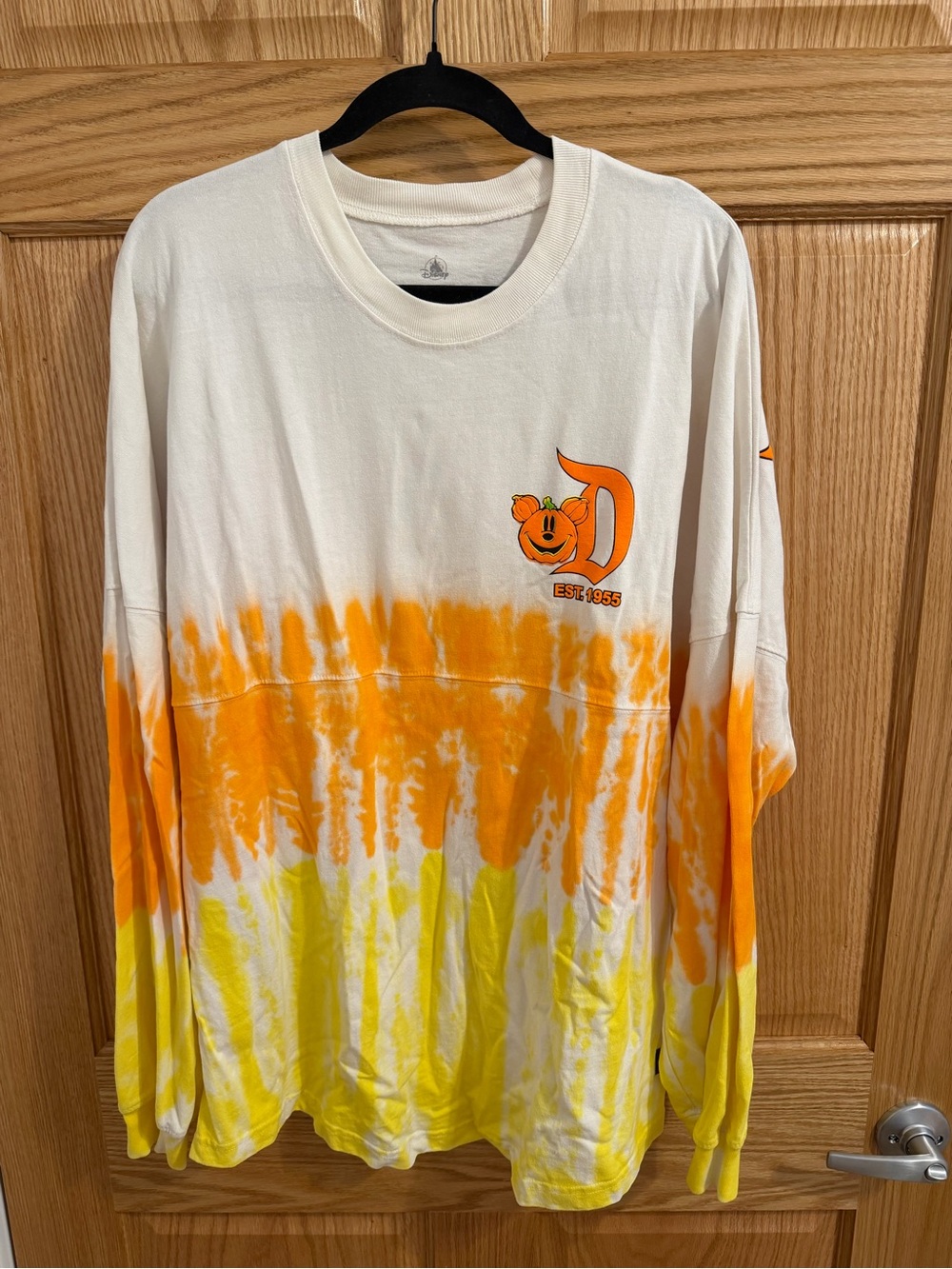 Disney White Orange Yellow Tie-Dye Long Sleeve Tee